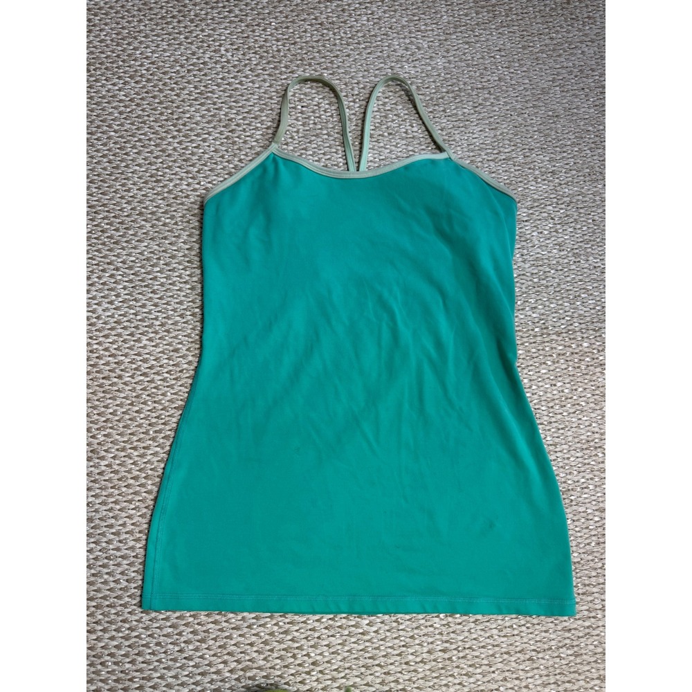 Lululemon Power Y Tank Top Teal Green Shelf Bra Racerback Yoga vintage size 10